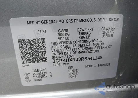 2024 Honda Prologue Touring from USA, damaged, VIN 3GPKHXRJ3RS541148